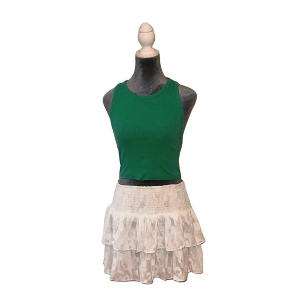 Zara Ribbed Crop Tank Top 🌿 | Size L | Trendy Green Vibes